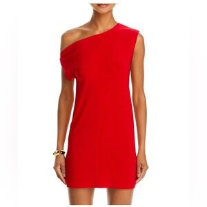 Norma Kamali One Shoulder Mini Dress—TIGER RED-XLARGE-NWT